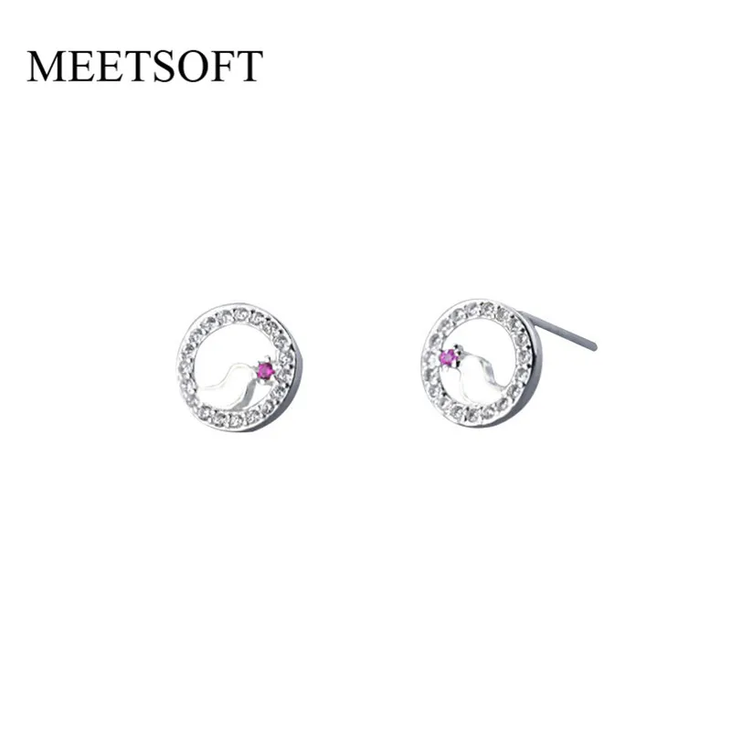 MEETSOFT женские серьги-гвоздики из серебра 925 пробы с защитой от аллергии | Украшения