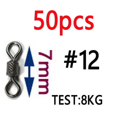 50pcs size 12 20 штук/50 шт высокое Скорость морской рыбалки тиснением прокатки «Три в одном» поворачивается на твердые кольца леска Разъем рыболовные снасти аксессуары - Цвет: 50pcs size 12