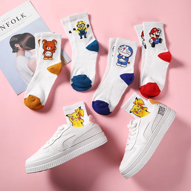 Cartoon Character Cute Socks Women Harajuku Cute Patterend Ankle Socks Hipster Skatebord Ankle Funny Socks Female