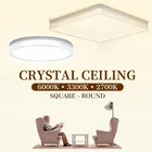 Хрустальные потолочные светильники AC86-265V 18 Вт 24 Вт 36 Вт 48 Вт, квадратные круглые современные комнатные украшения для гостиной, кухни, спальни, Светодиодная потолочная лампа