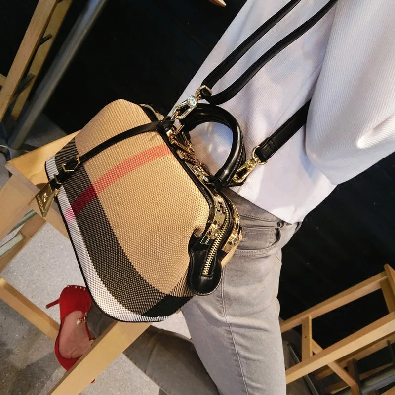 Женская сумка через плечо холщовые кожаные сумки женские кошельки 2019 клетчатая