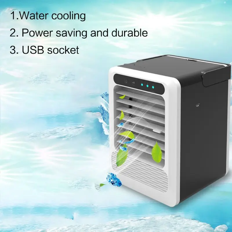 

Portable USB Air Cooler 3 Speed Adjustable Mute Purifier Conditioner Humidification Fan for Home Office Desktop Supplies
