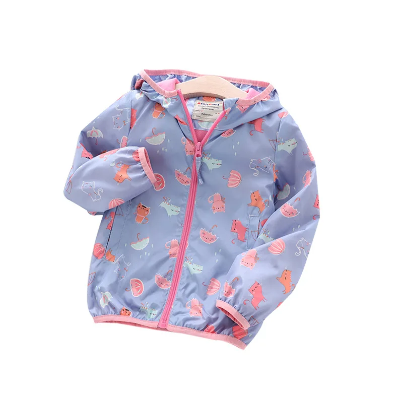 Детская ветровка для девочек куртка с длинными рукавами и рисунком кота Блейзер