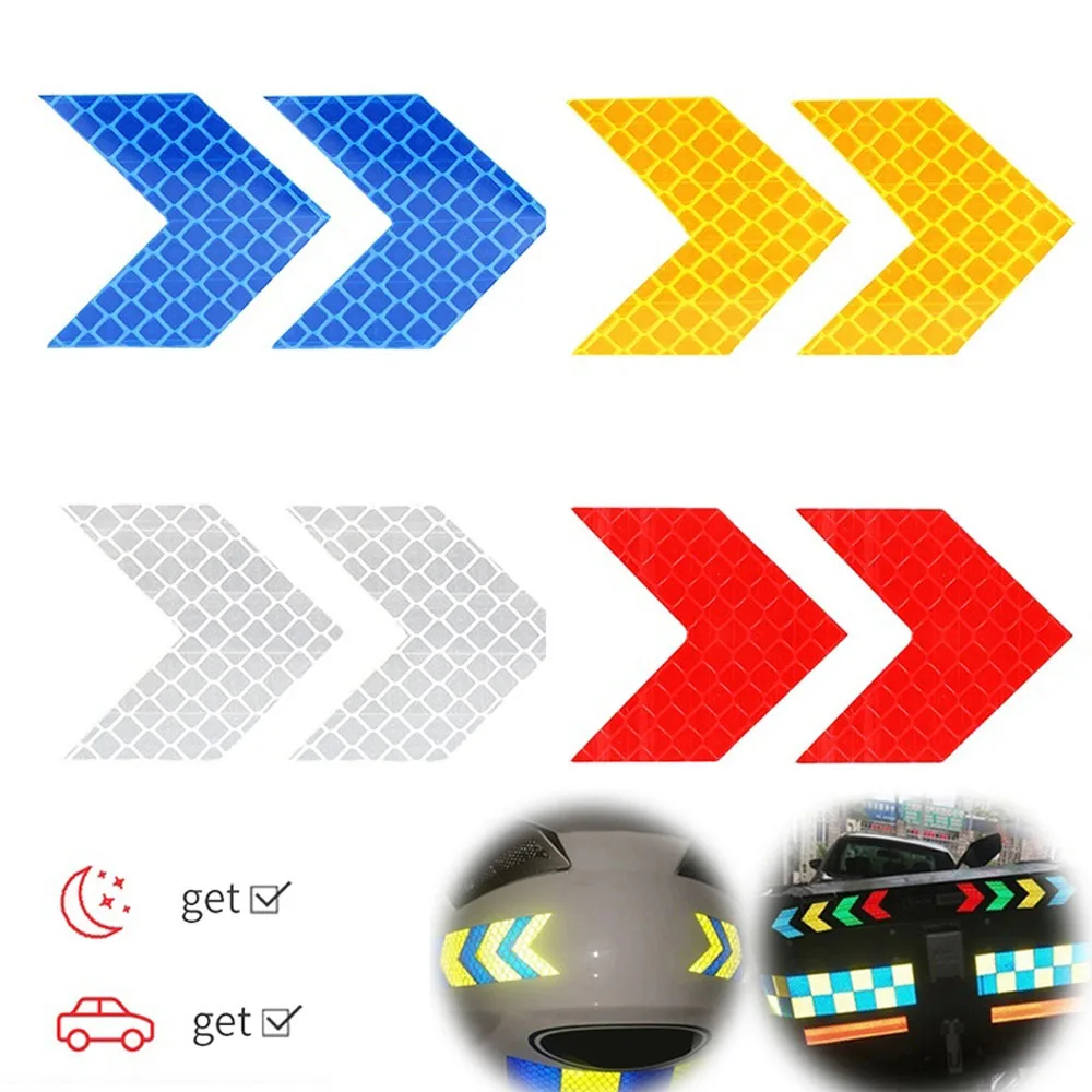 

10Pcs Arrow Reflective Tape Safety Caution Warning Reflective Adhesive Tape Sticker For Truck Motorcycle Bicycle Car Styling