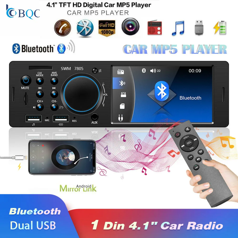 1 MP5 плеер Авторадио Bluetooth Handsfree FM радио автомобильный Din 4 &quotстерео аудио TF / AUX
