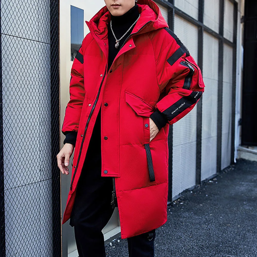 

Long Down Coat 2021 Winter Men's Down Jacket Hooded Fashion Men Windproof Waterproof Thick Warm Brand Mens Clothing Long Parka