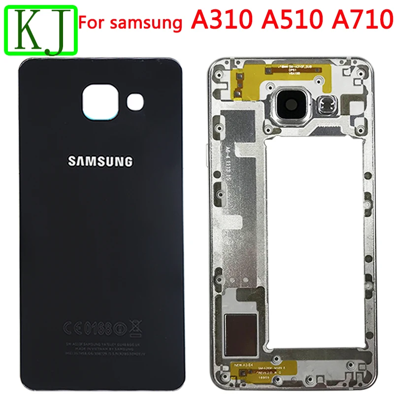 Задний Полный Корпус для samsung Galaxy A3 A5 A7 A310 A510 A710 батарея задняя крышка передняя средняя рамка Корпус платы