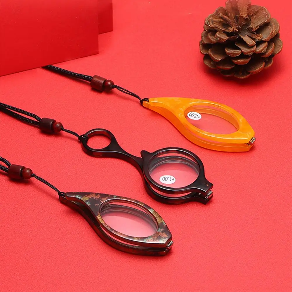 

Retro Pendant Foldable Circular Gift For Partents Hanging Neck Glasses Presbyopic Glasses Reading Glasses Mini Elderly Glasses