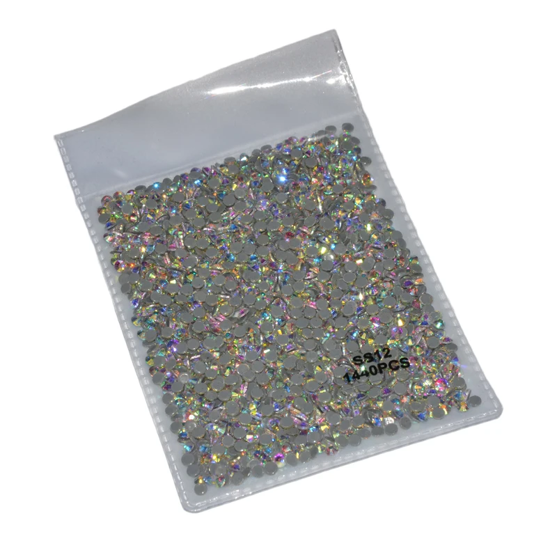 Супер Блестящий SS3 SS12 1440 шт Горячая фиксация прозрачный кристалл AB с плоской