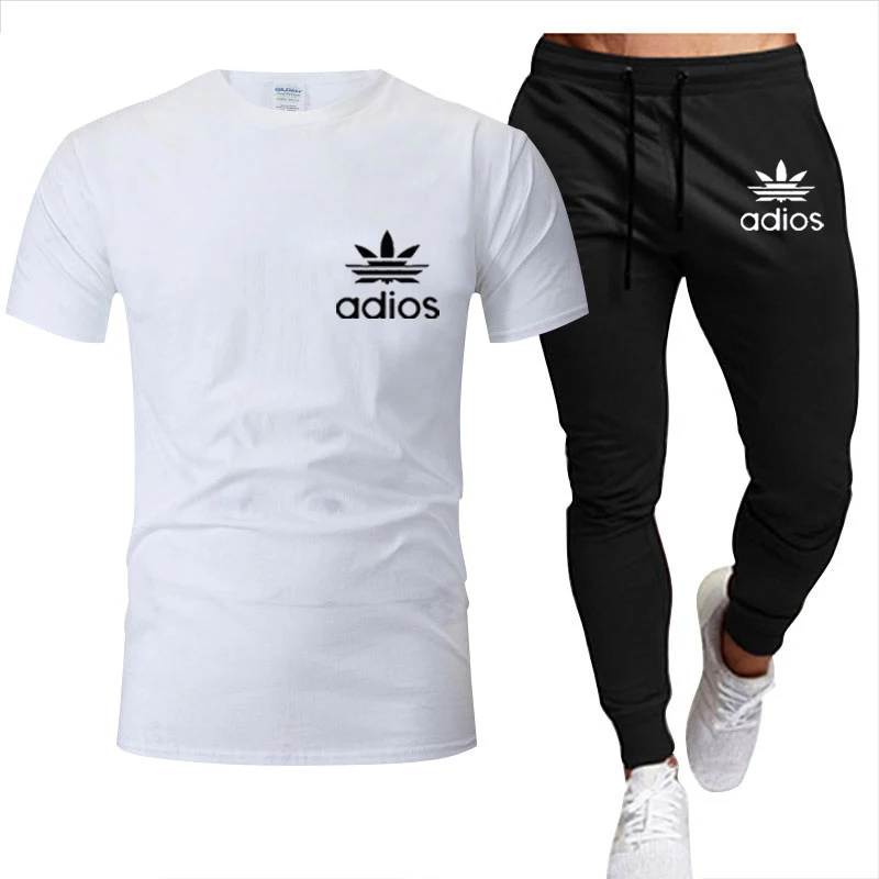

Summer suit Men's Sports Suit Brand LOGO Printing Casual Fashion Pure Cotton Short-Sleeved sweatshirt Men's T-Shirt + Pants Suit