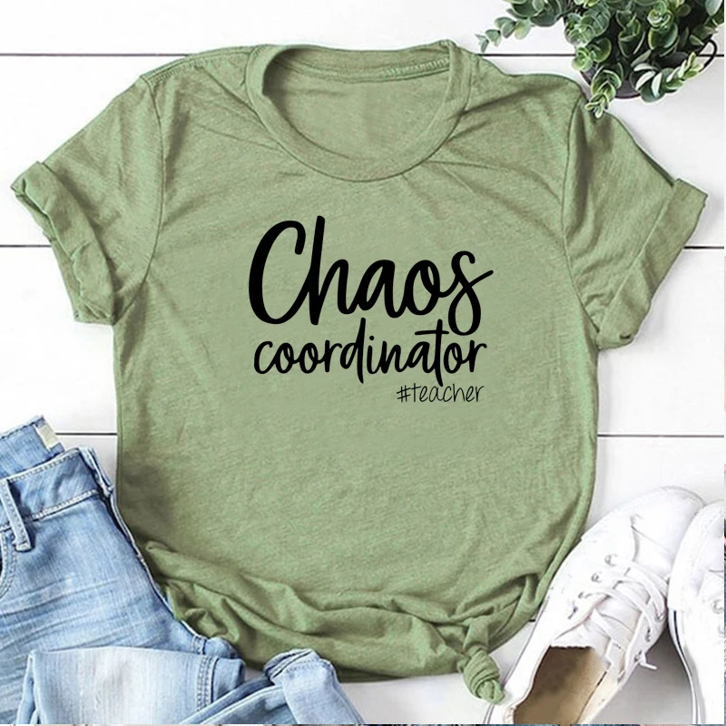 Женская футболка с коротким рукавом Chaos Coordinator Teacher забавная Повседневная