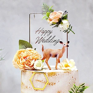 Акриловый Топпер для торта с цветами из искусственного шелка, 1 набор