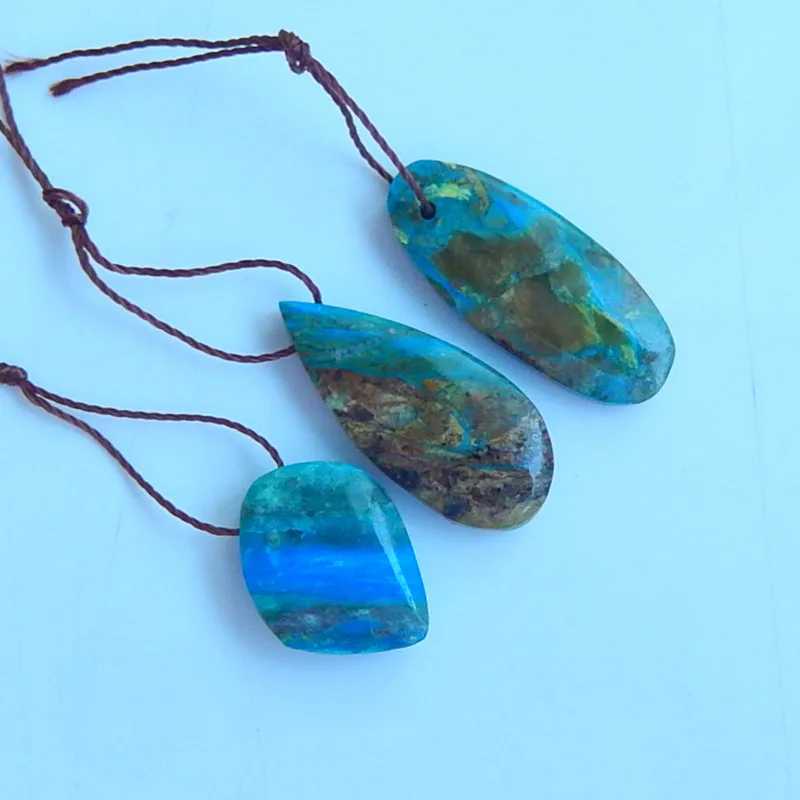 

3 PCS Natural Blue Opal fashion pendant beads for necklace,Jewelry earrings diy making 26x11x4mm,15x13x5mm,5.2g