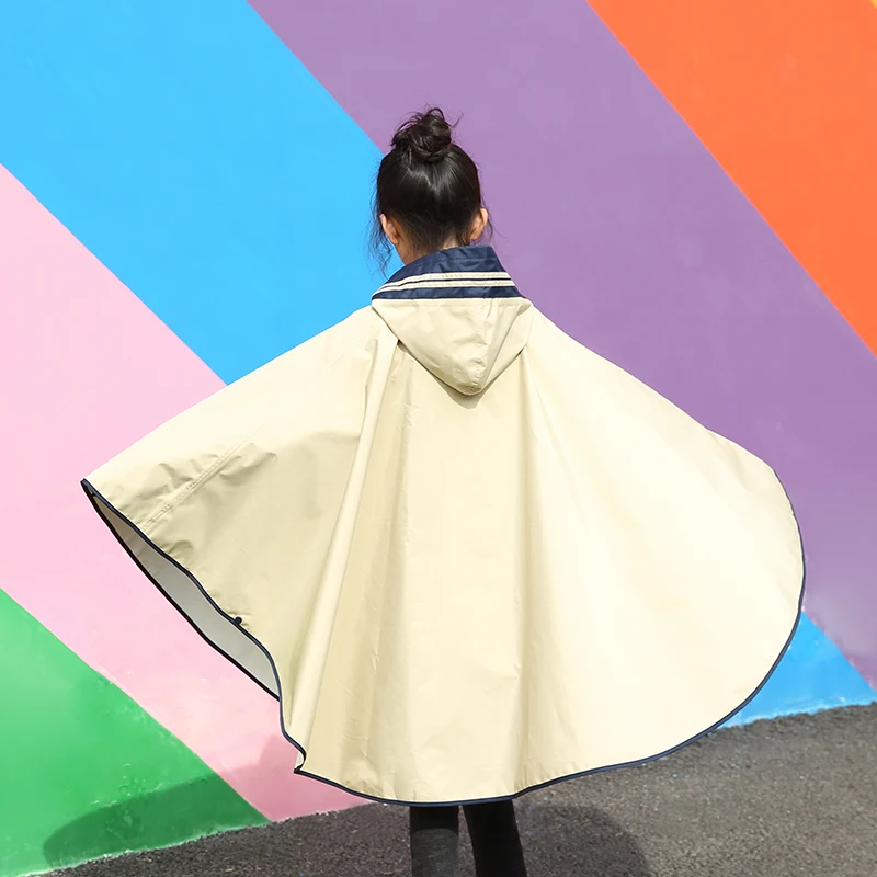 Японское модное милое платье дождевик детское длинное однотонное пончо дышащее