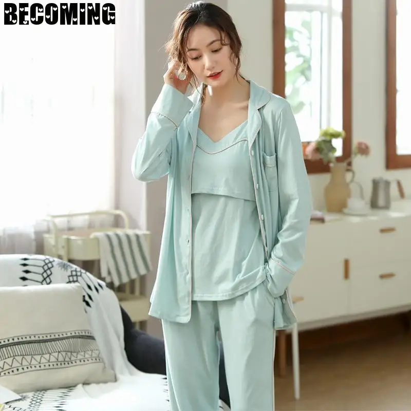 Хлопковая пижама для беременных женская одежда кормления ночное белье сна