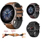 Ремешок кожаный и силиконовый для часов Amazfit GTR 3 Pro GTR 2 2e 47 мм Pace Stratos 3 2, браслет для часов GTR 42 мм Correa