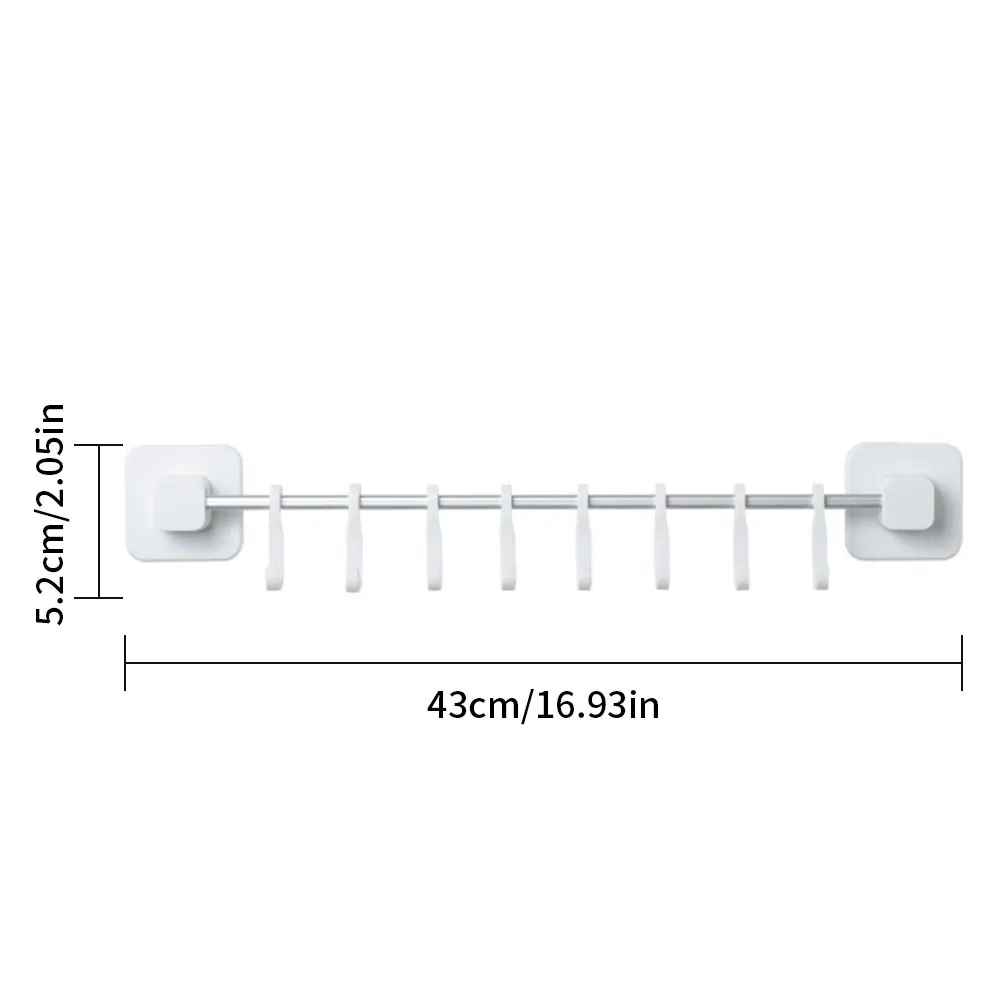 

Bathroom Space Robe Hook Wall Mounted Clothes Hanging Rack Wall Mounted S Sliding 8 Hooks Kitchen Black Bathroom Accessories