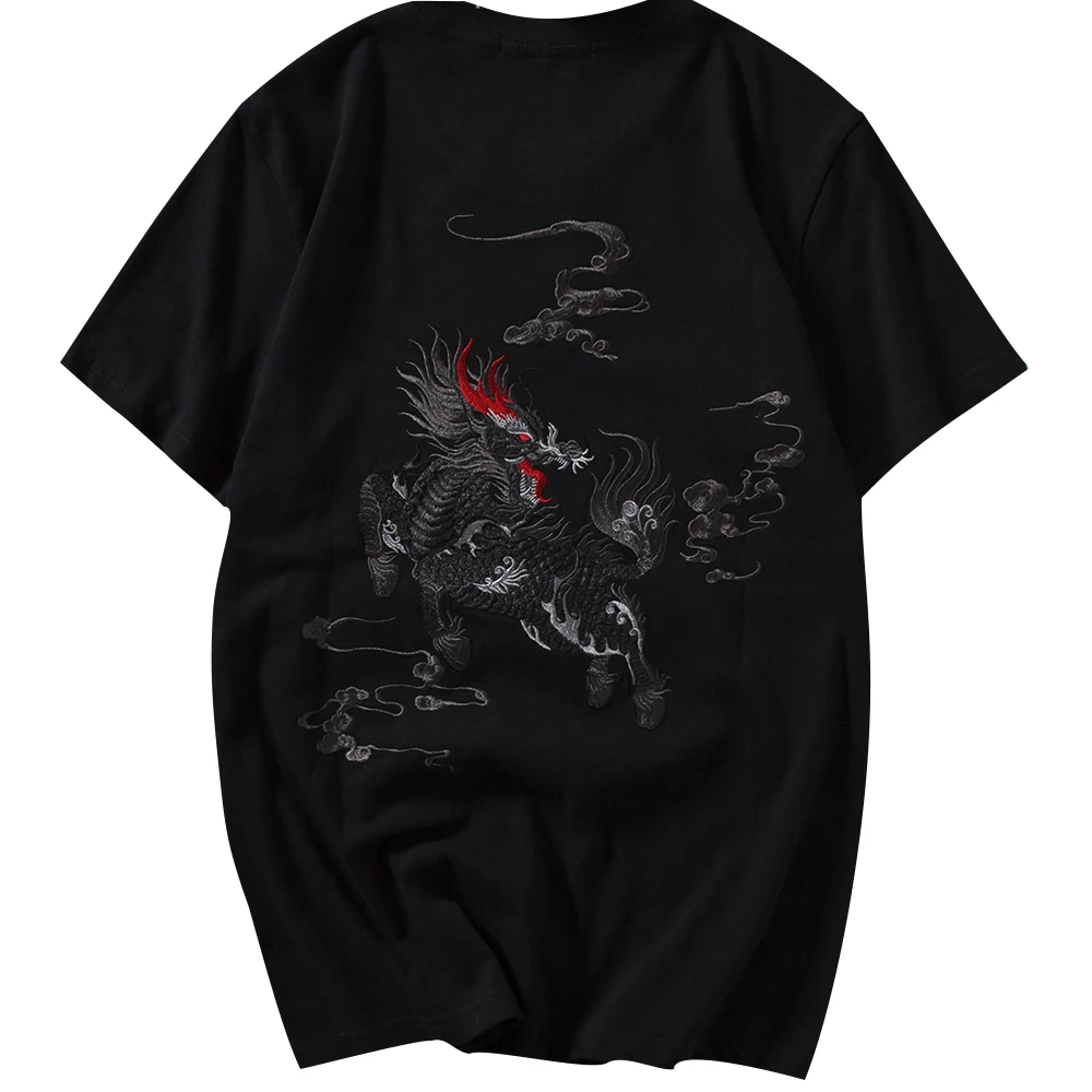 Футболка мужская с вышивкой дракона Yokosuka в японском стиле новинка 2020 летняя