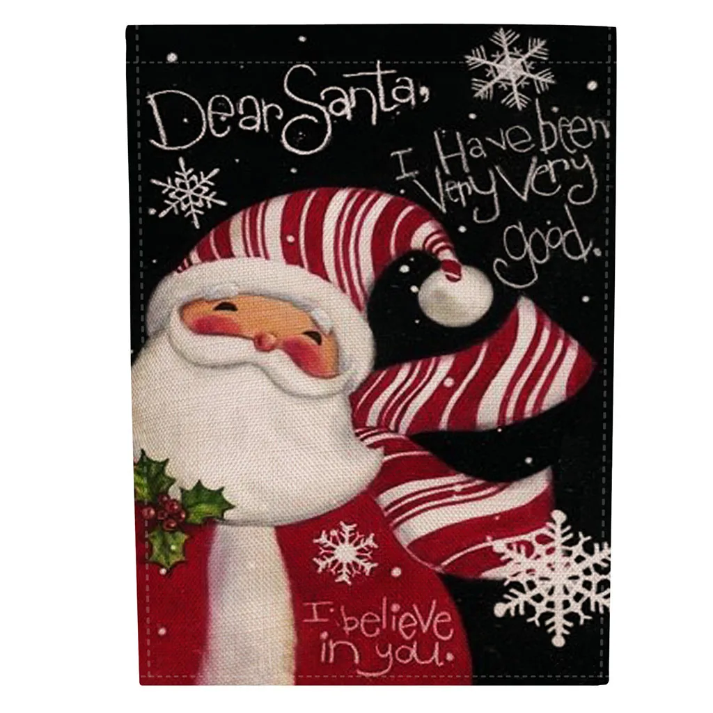 Рождественский Садовый флаг Санта Клаус Двусторонняя Баннер открытый газон