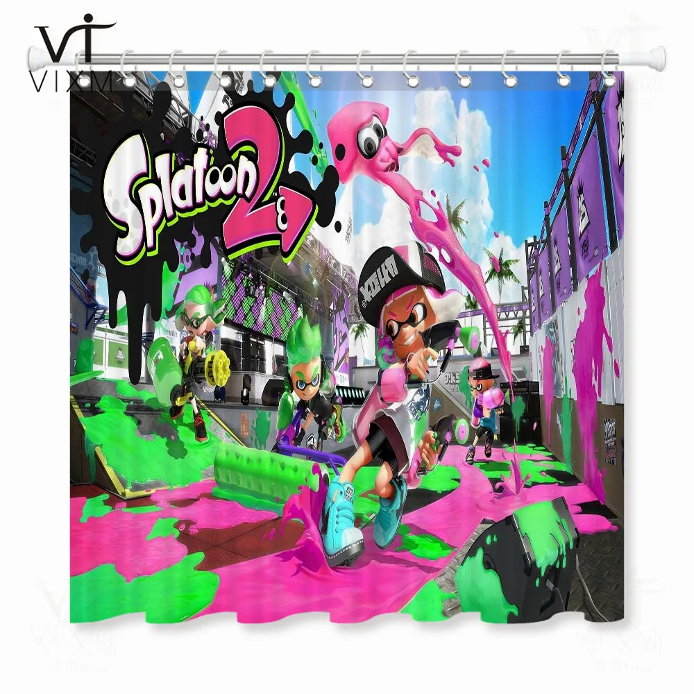 Vixm домашние Splatoon ткань занавески для душа водонепроницаемый плесени
