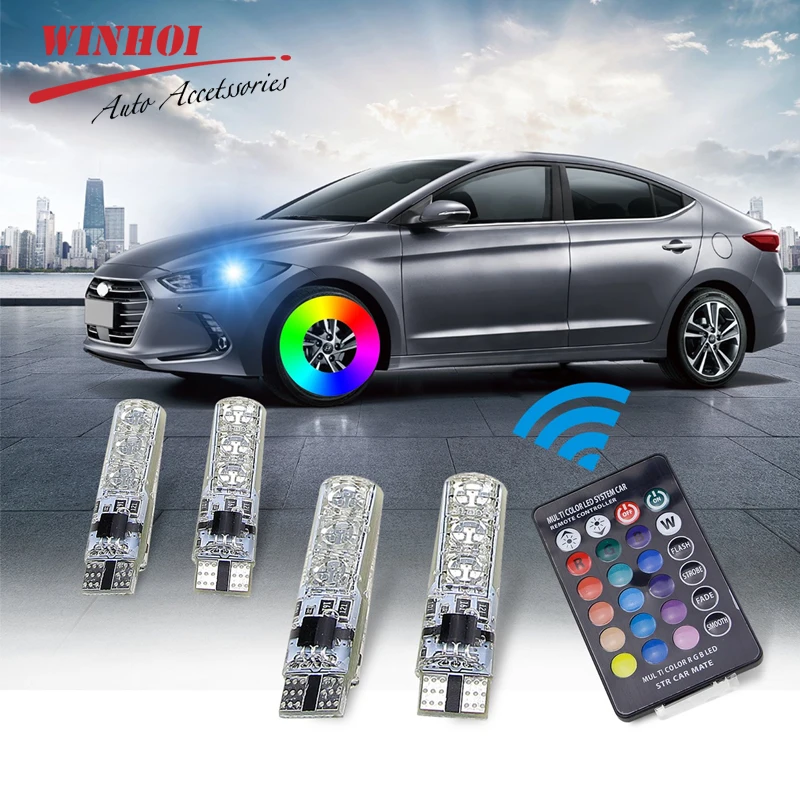 T10 W5W Светодиодная лампа с пультом дистанционного управления RGB 501 5050 6Smd
