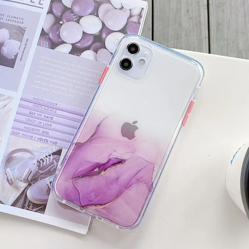 Мраморный чехол для телефона iPhone 11 12 Pro Max XS SE 2020 7 8 Plus X XR прозрачный цветной