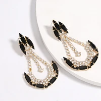 fashion 2021 trend luxury rhinestone womens drop earrings wedding party statement jewelry accessories wholesale