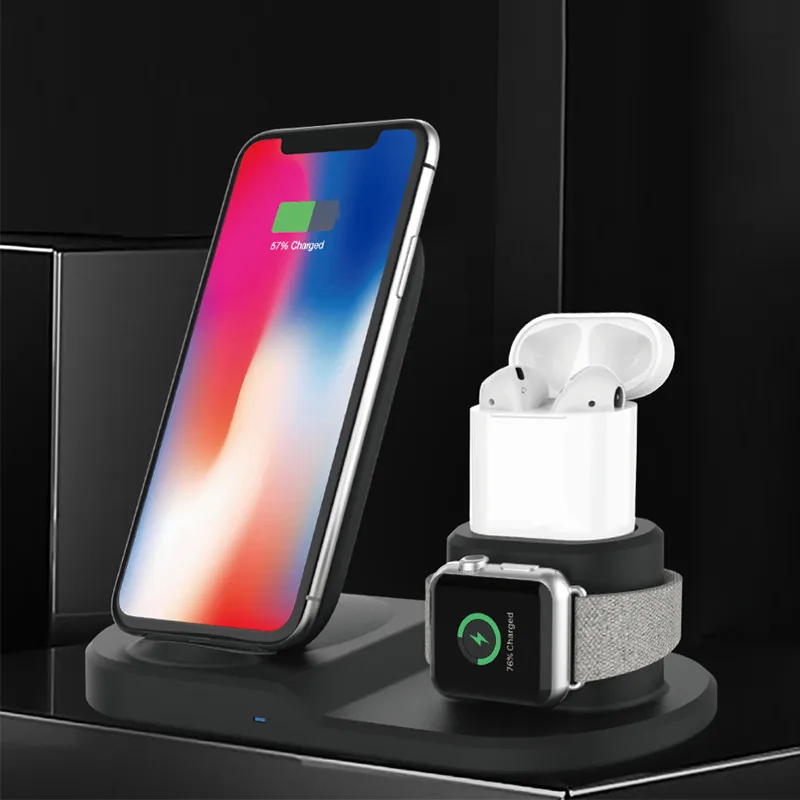 3 in 1 Fast Wireless Charger Dock Station Charging For iPhone XR XS Max 8 for Apple Watch 2 4 AirPods Holder | Мобильные телефоны и