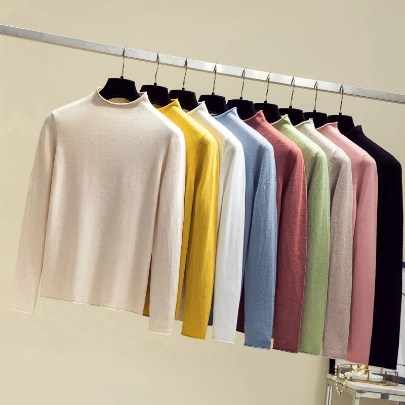 Женский Однотонный свитер с круглым вырезом Женские базовые свитера модная