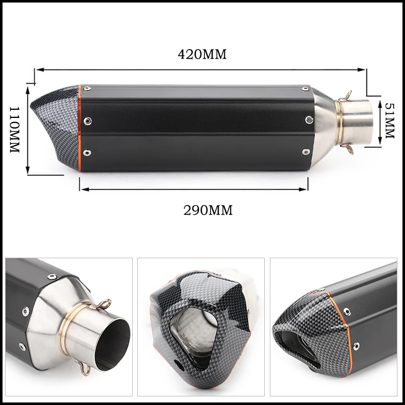 Глушитель выхлопной трубы 38-51 мм с адаптером для мотоцикла 420 |