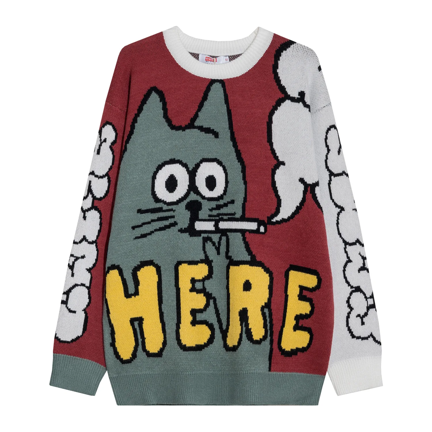 

Original Tide Korean Loose Bottoming Couple Sweater Japanese Ins Cartoon Round Neck Sweater Female 2021 Autumn Winter