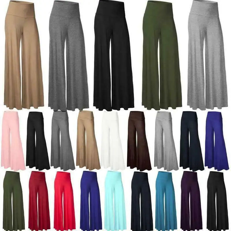 Женские ботинки размера плюс Высокая талия широкую ногу макси длинные брюки для