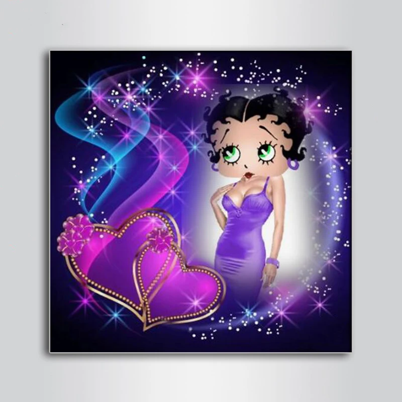 

5d diy full dirll Square/round betty boop Diamond painting Cartoon little girl 3d embroidery decoration Children's gift