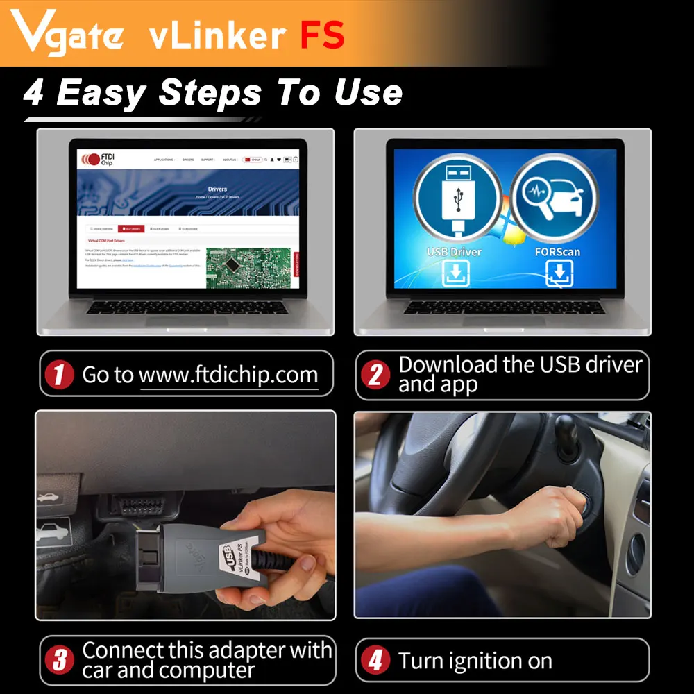 Автомобильный диагностический сканер Vgate vLinker FS ELM327 для Ford FORScan HS/MS-CAN ELM 327 OBD 2 OBD2 |