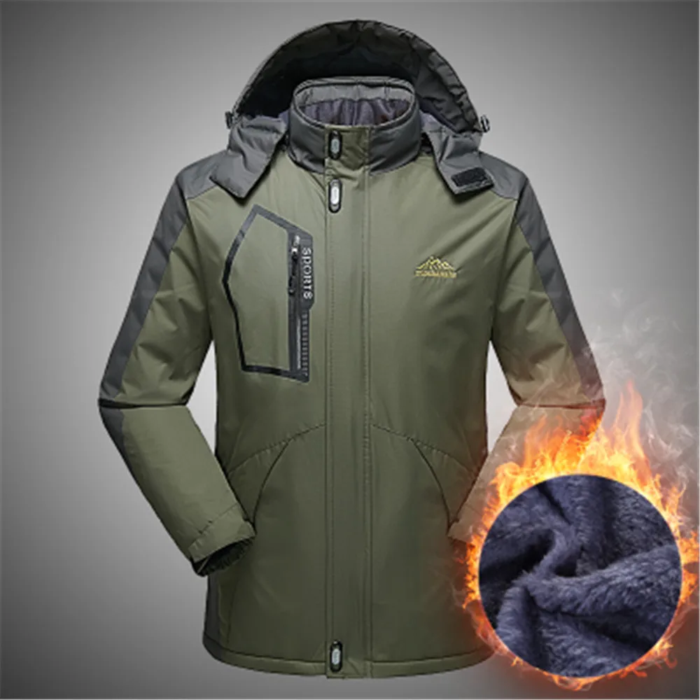 Army Green WWKK походные куртки Теплый Кемпинг Треккинг Лыжный Спорт Мужская Верхняя спортивная одежда водонепроницаемые пальто мужские с капюшоном зимние Новые мужские куртки - Цвет: Army Green