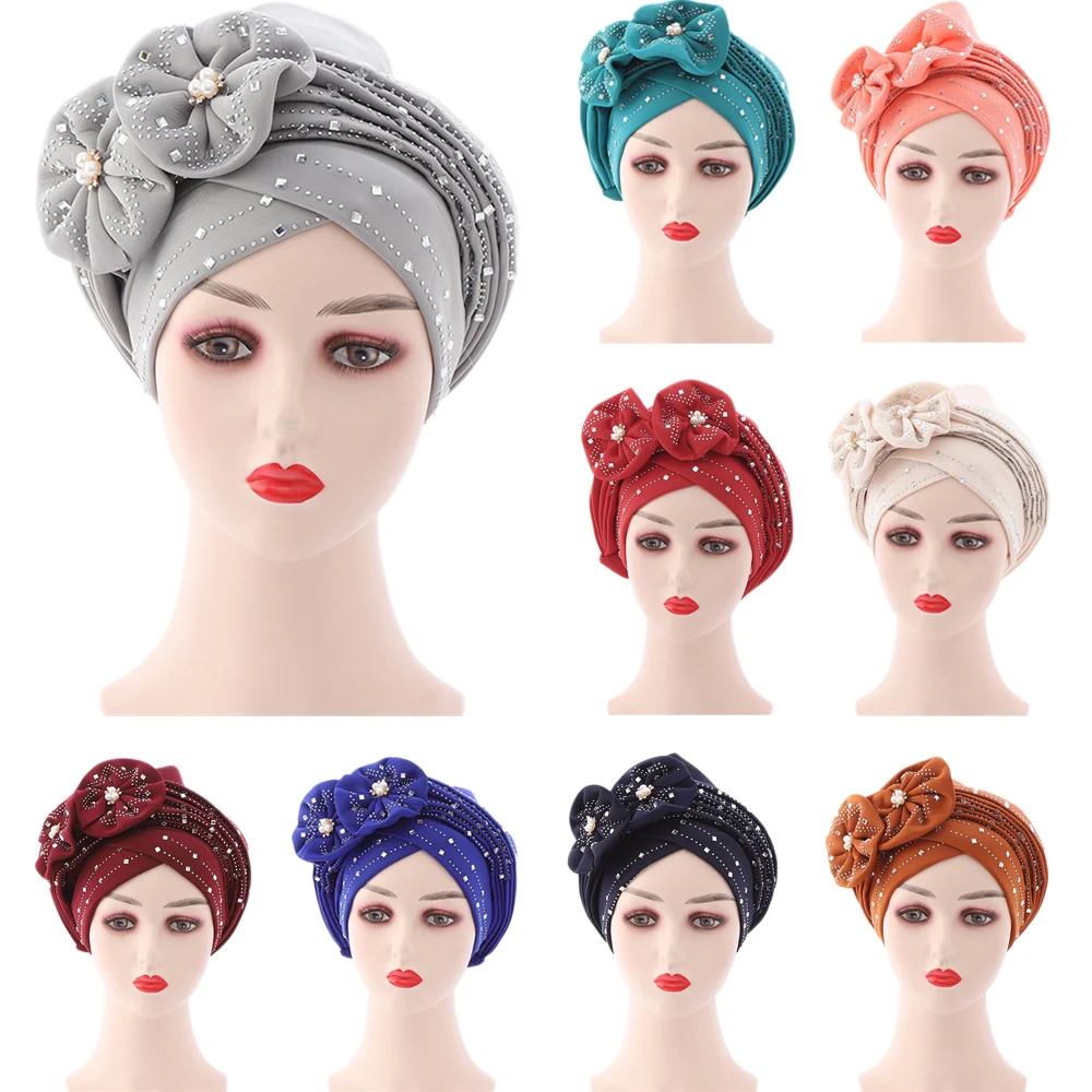 Африканская шапка с камнями Aso Oke Hijab Gele головной убор уже изготовленный тюрбан