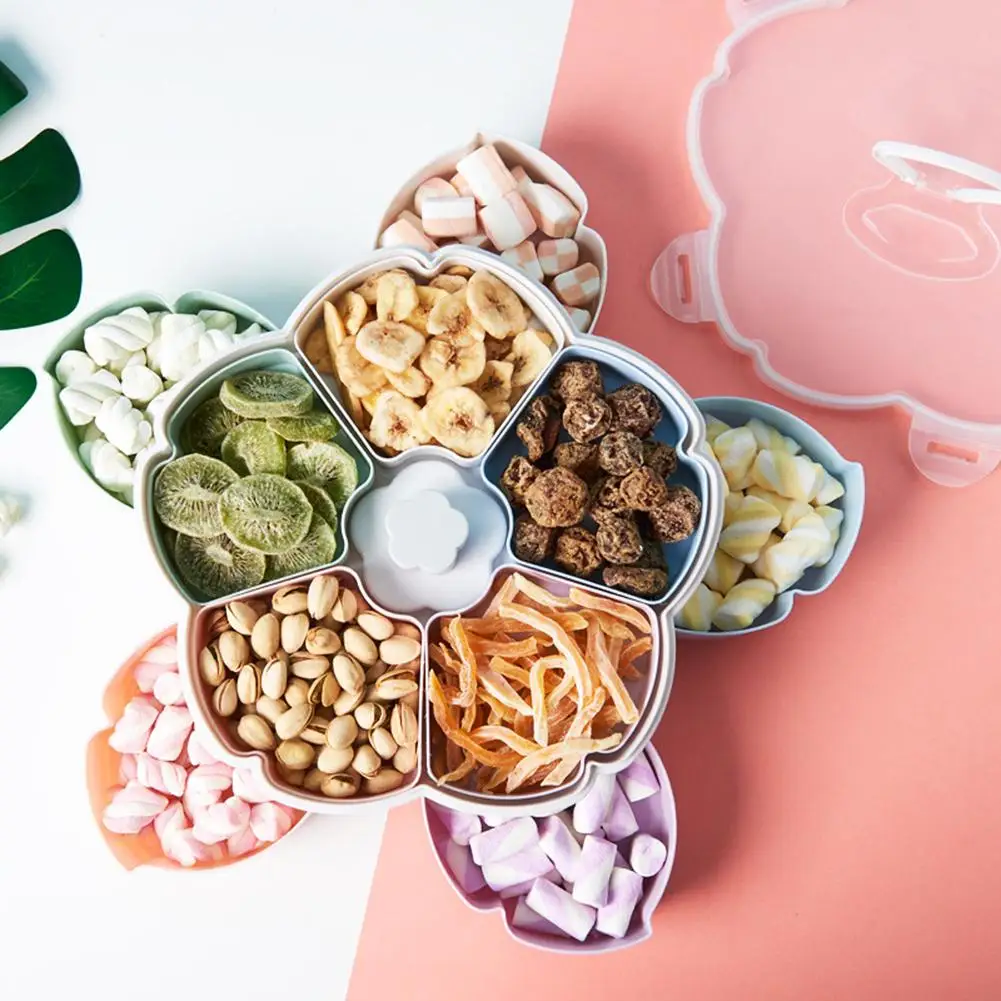 2 слойная креативная вращающаяся коробка для конфет с цветами сухофрукты гайка в