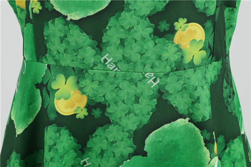 

Party Dress St. Patrick's Day Festival Summer Round Neck Short Sleeve New Women's Clover Cosplay Costume Halloween Clover Dress