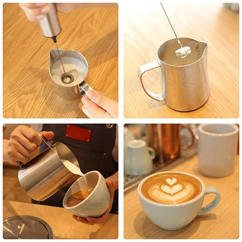 Electric Hand-Held Milk Frother Whisk Stainless Steel Mixing Machine Kitchen Household Operated Foam Maker For Coffee | Бытовая техника
