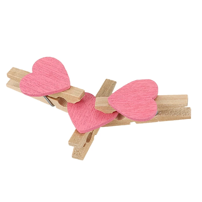 

30mm Clothes Peg with 20mm Pink Heart Craft For Chic Vintage Wedding (250)
