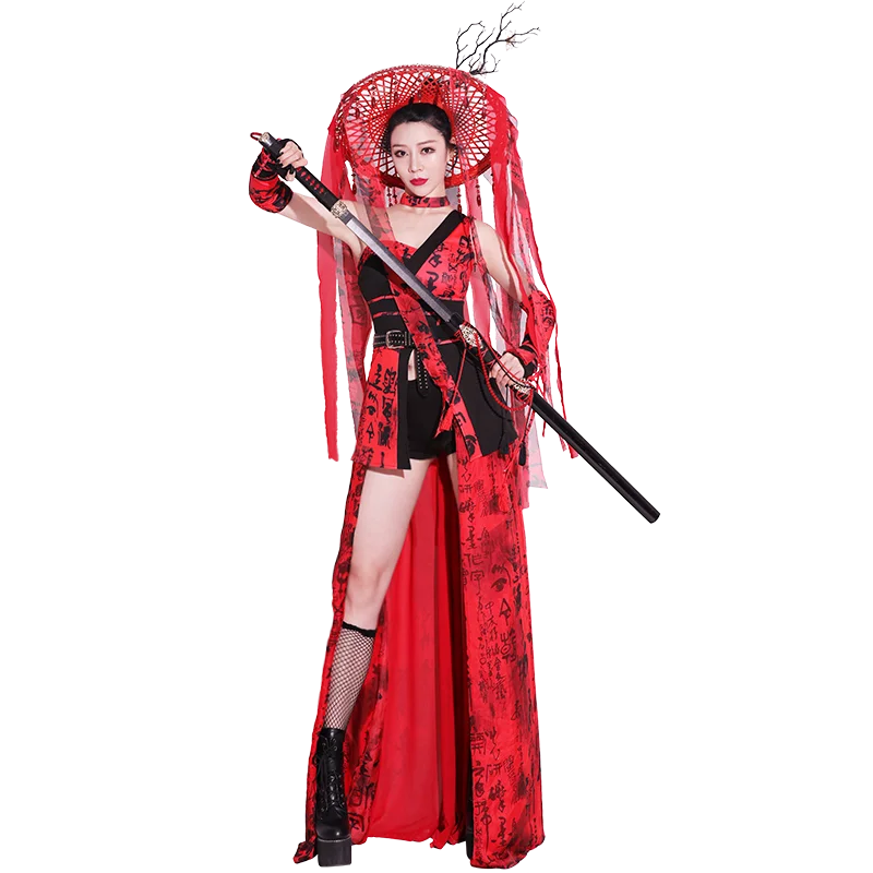 

Lady killer Theme Party Cosplay Costume For Women Prom Rave Clothes Show Wear Stage Dress Sexy Dance Suit Red Fairy Dress 3088