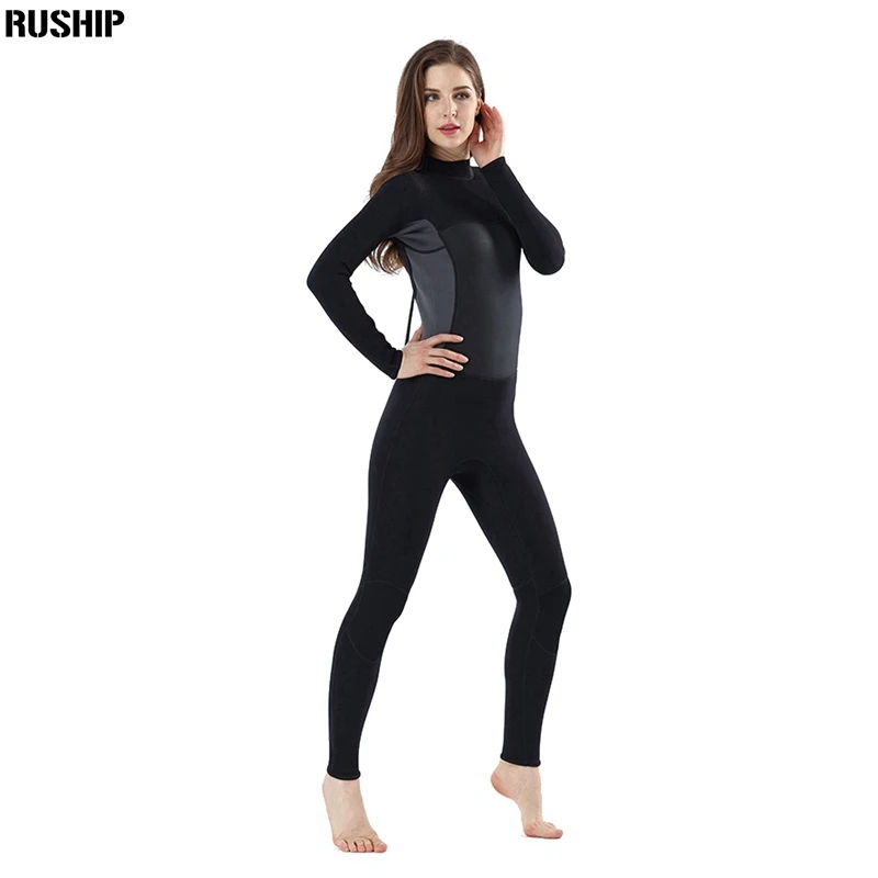Women 2mm neoprene wetsuit Elastic Black Surf Diving Equipment suit clothing Long one piece Tight Warm surfing Beach Swimsuit