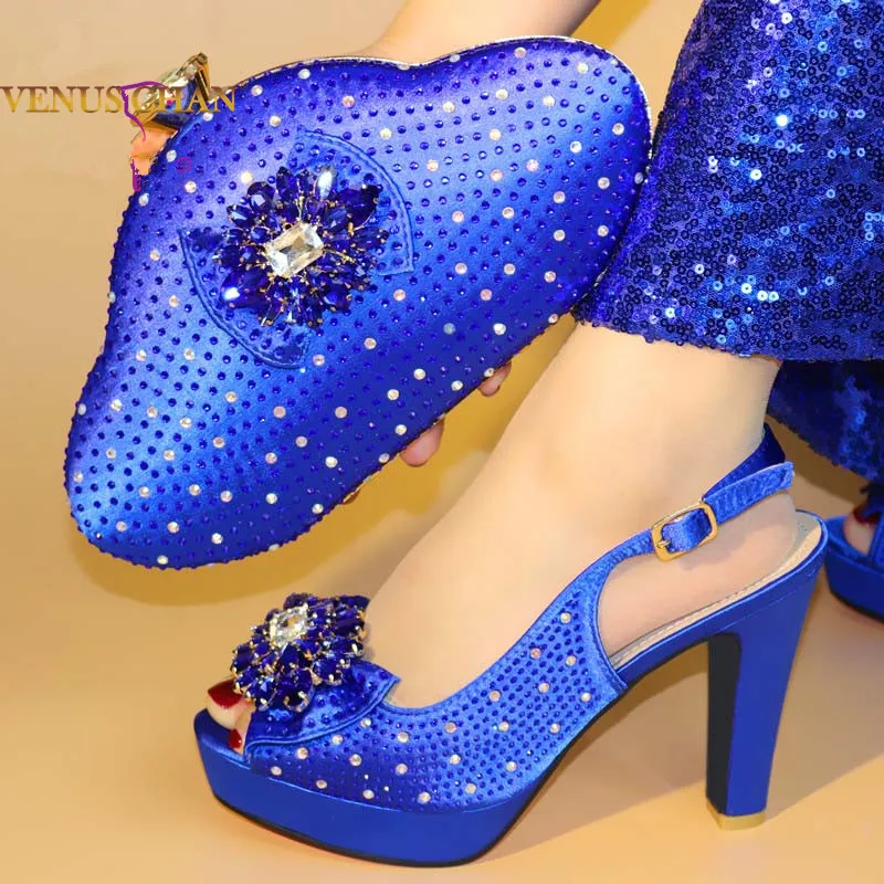2020 Purple Color African Women Shoes and Bag Set Decorated with Rhinestone Italian Matching Italy | Обувь