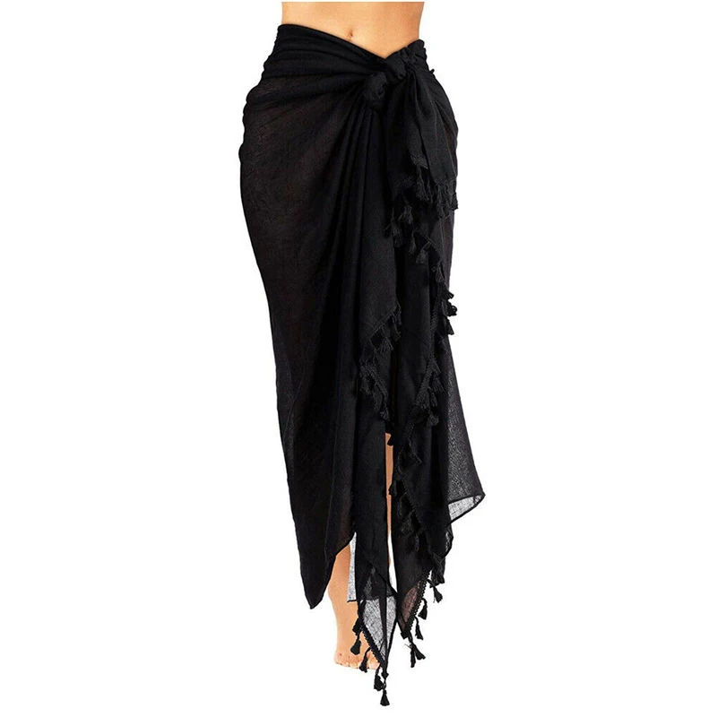 

Kayotuas Women Swimsuit Wrap Bikini Cover-Up Sheer Beachwear Tassel Skirt Maxi Swimwear Bathing Suit Hot Sale Ladies Beachdress