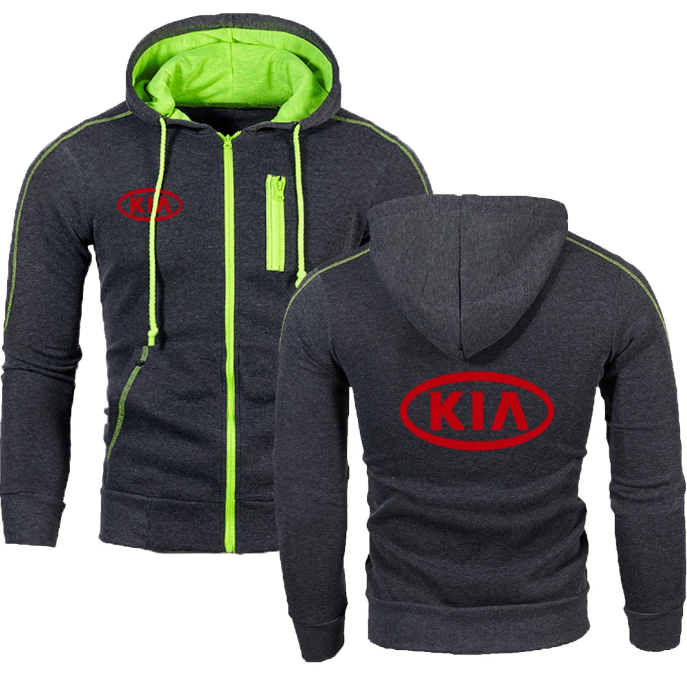

Hoodies Men kia Car Logo Print Casual HipHop Harajuku Long Sleeve Hooded Sweatshirts Mens Zipper Jacket Man Hoody Clothing