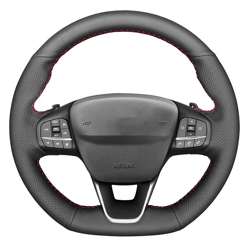 

Black Artificial Leather Car Steering Wheel Cover For Ford Focus ST-Line Fiesta ST-Line 2018-2019 Focus ST Fiesta ST 2018-2020