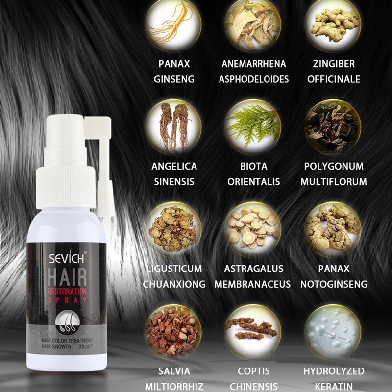 Спрей для роста волос Sevich средство лечения седых восстановление черных против