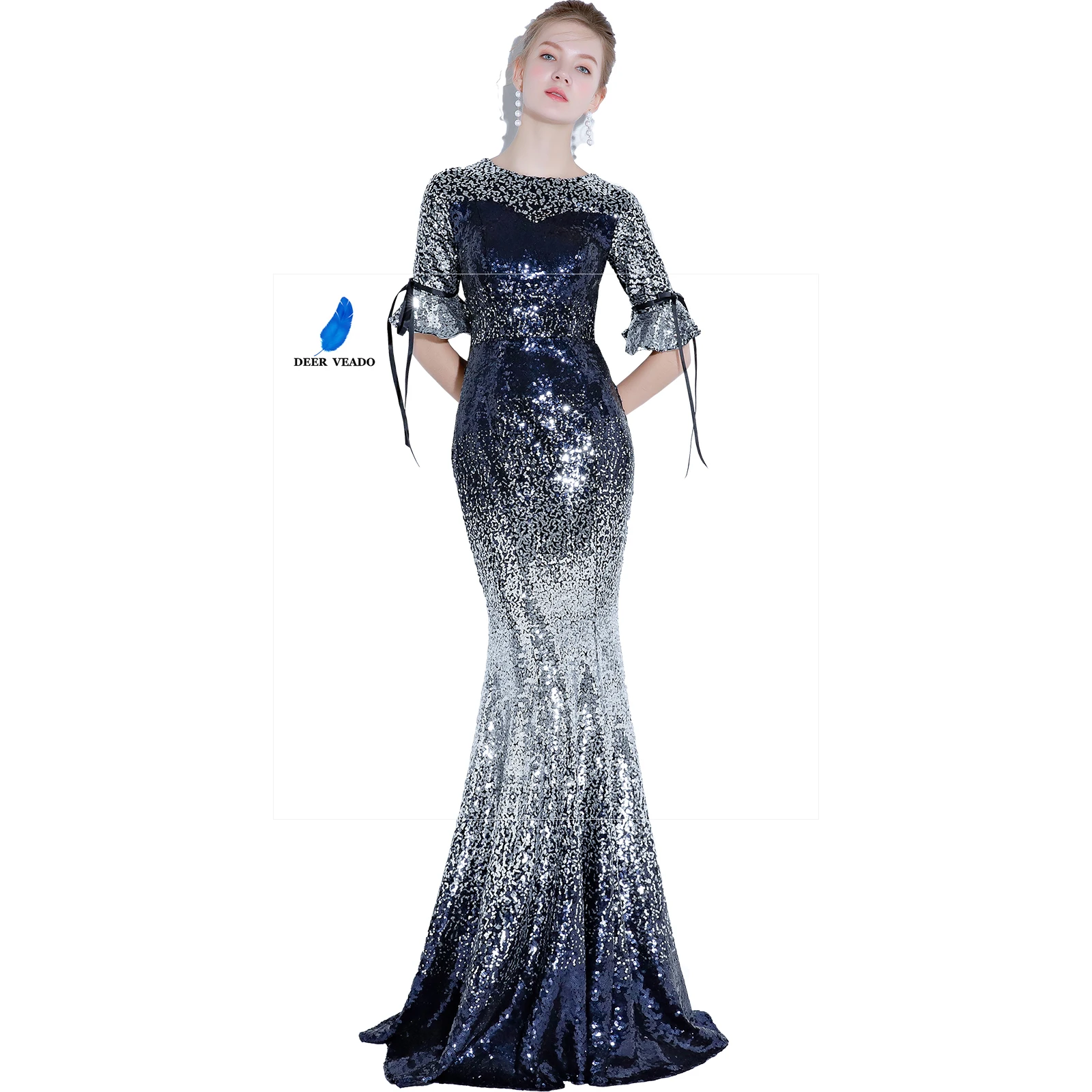 Женское вечернее платье-Русалка DEERVEADO длинное платье с блестками модель YS430 |