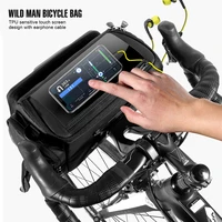 man waterproof bicycle bag front tube frame bike handlebar camera pouch biking portable dustproof cycling parts