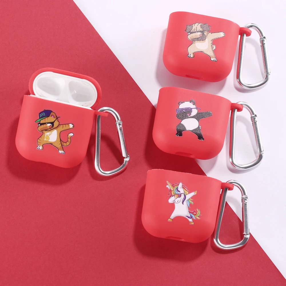 

Cartoon Dance Memes Earphone Case For Apple iPhone Charging Box For AirPods Pro Soft Candy Color Carabiner Cover Accessories